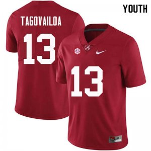 NCAA Youth Alabama Crimson Tide #13 Tua Tagovailoa Stitched College Nike Authentic Crimson Football Jersey TX17I06WU
